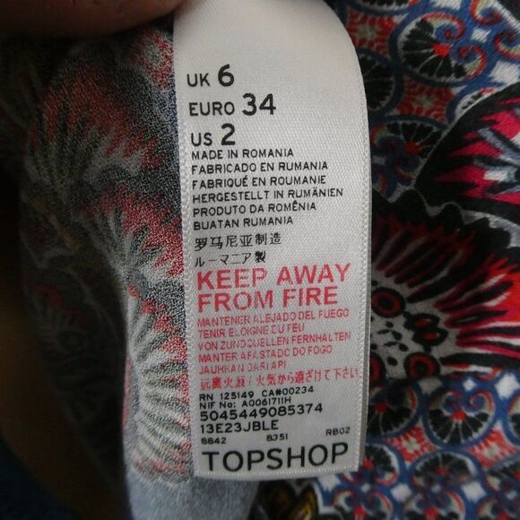 TopShop Floral Cold Shoulder Boho Blouse Shirt Top - Picture 8 of 12